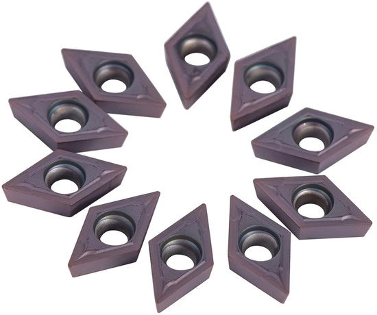 Inserti a carburo 10 pezzi - DCMT11T304 - Metallo duro - Lame di taglio - Set di punte per trapano - Confezione in scatola - Dimensioni 19*11*4mm - Inserti di taglio a carburo