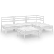 Set Salotto da Giardino 5 pz | Set di Mobili da Esterno in Legno Massello di Pino Bianco