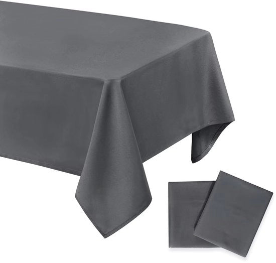Set da tavolo a 2 pezzi, colore grigio chiaro, impermeabile, lavabile, tovaglie da tavolo, tovaglie da tavolo resistenti all'acqua per sala da pranzo, giardino, festa, matrimonio o uso domestico, 140x200cm