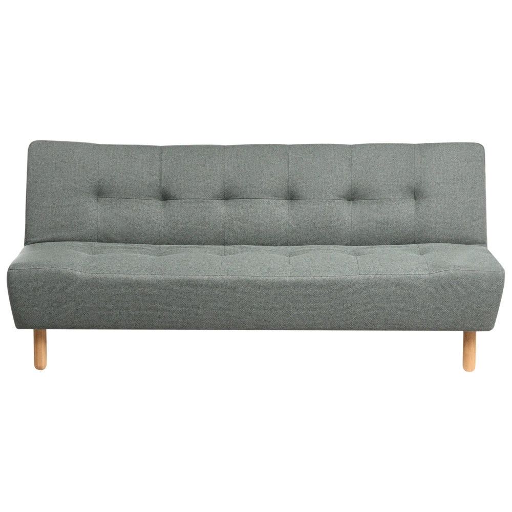 Divano letto in tessuto verde con gambe in legno chiaro 3 posti in stile scandinavo
