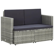 Divano da Giardino a 2 Posti con Cuscini Grigio in Polyrattan cod mxl 77259
