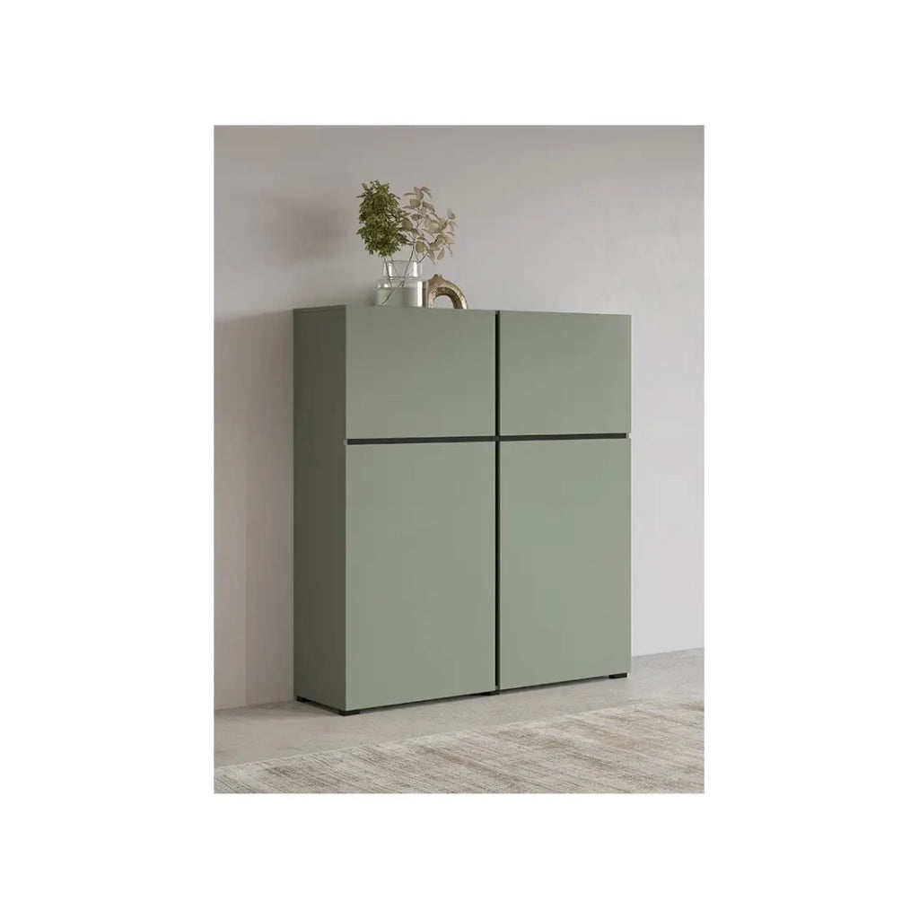 Buffet alto color verde salvia L120xH140xP40 collezione HAVANA. Credenza alta design con 4 porte.