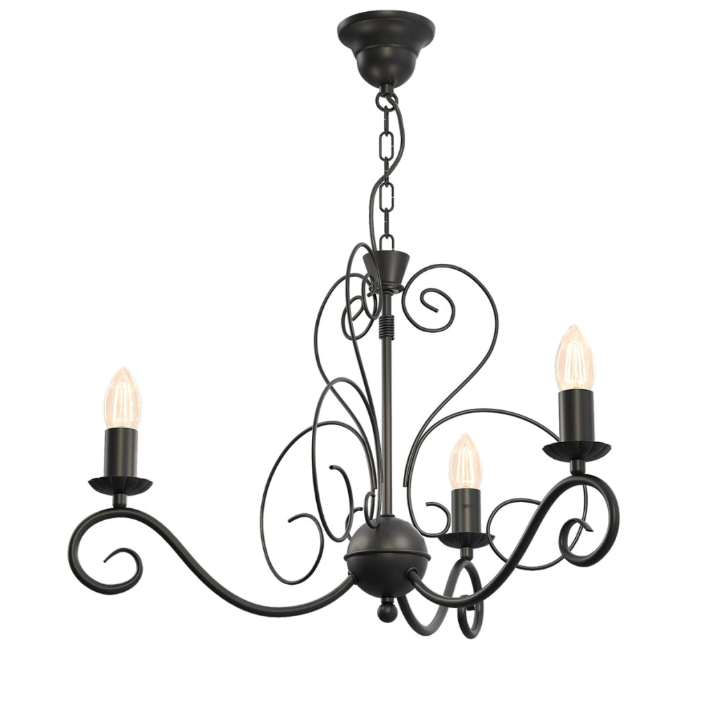 Lampadario rustico nero in metallo Mauro 3 luci E14 Luminex