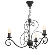 Lampadario rustico nero in metallo Mauro 3 luci E14 Luminex