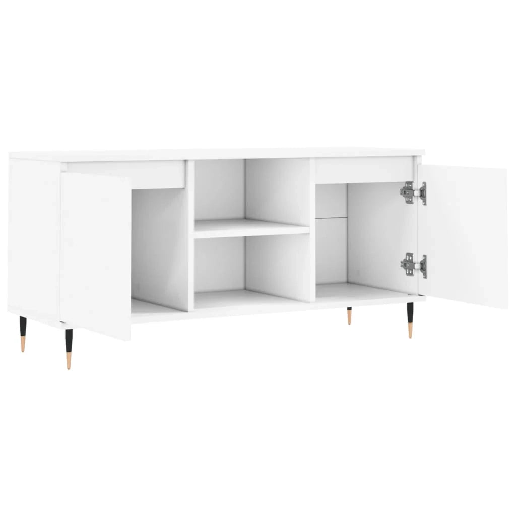 Mobile TV multimediale scaffale TV credenza mobile TV sala da pranzo soggiorno camera da letto 104 x 35 x 50 cm legno ingegnerizzato bianco 02_0025655