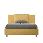 Letto matrimoniale francese senza rete imbottito 140x200 microfibra ocra Antea