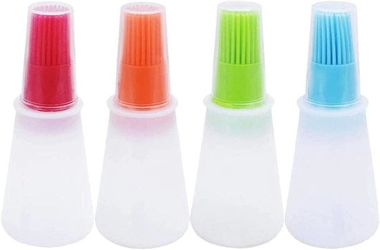 Set di pennelli per barbecue a silicone, pennelli per griglia, pennelli per barbecue, pennelli per cottura e pennelli per pasticceria a silicone per olio/miele/salsa (4 pezzi, multicolore)