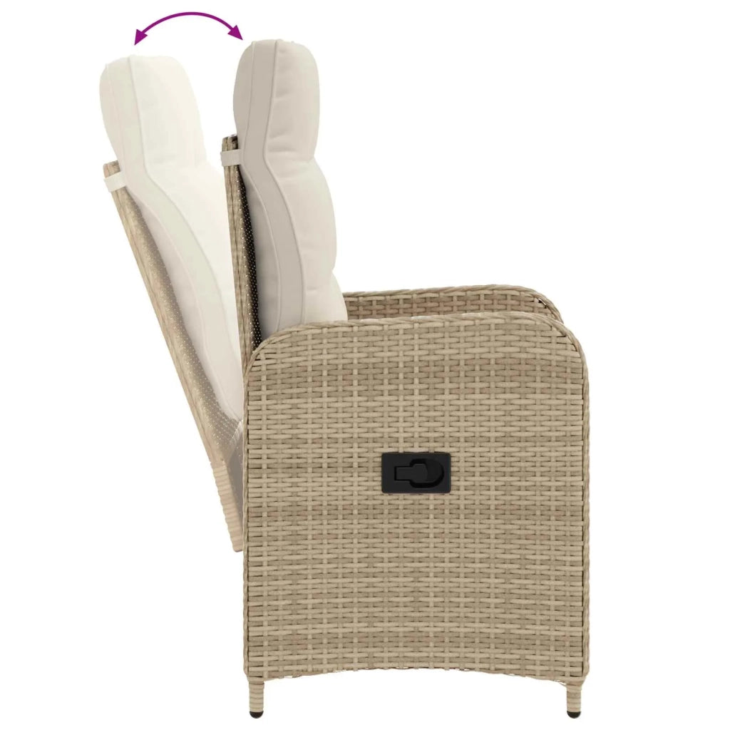 Sedia da giardino reclinabile Beige e Bianco Crema