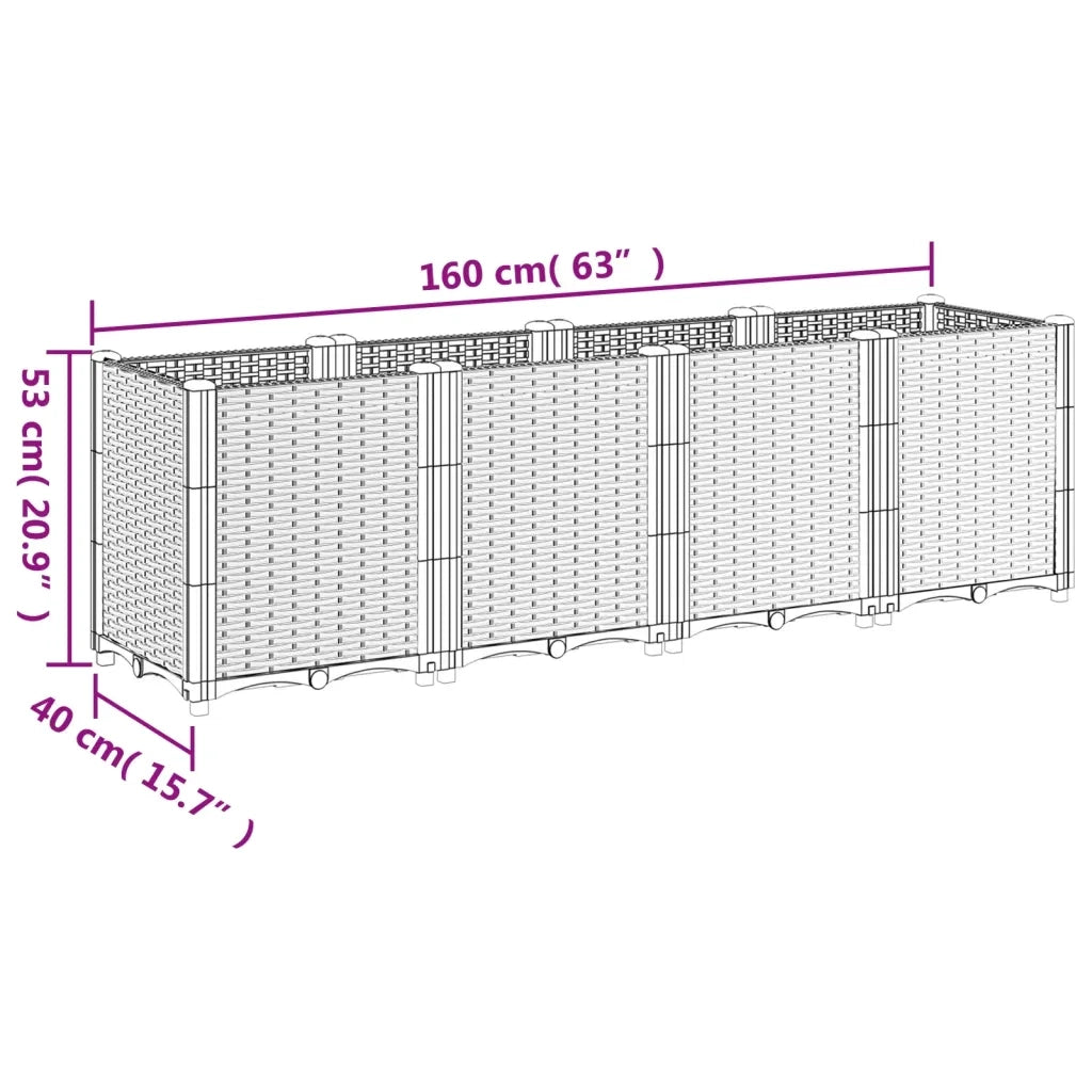 Fioriera da Giardino Marrone 160x40x53 cm in PP 367860