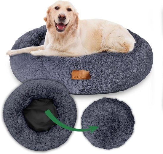 Honden letto Ø 60 cm (S) Cuscino per cani Cuscino per gatti Letto per cani in diverse misure Letto per cani grande medio piccolo per cani lavabile in grigio chiaro e grigio scuro per tutti i cani e gatti