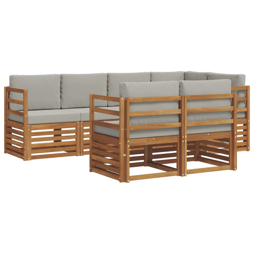 Set divano sezionale con cuscino 7 pcs Grigio Naturale e Chiaro 3374951