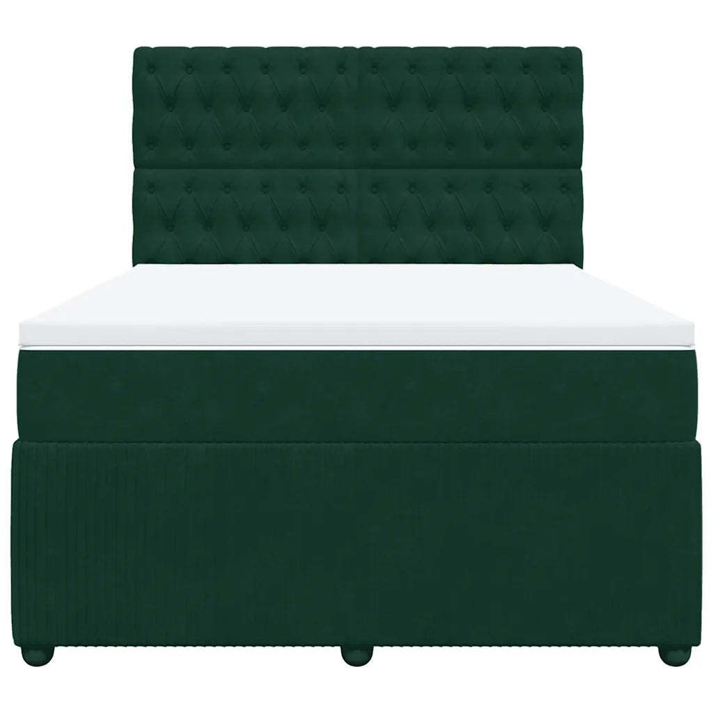 Giroletto a Molle con Materasso Verde Scuro 140x190 cm Velluto