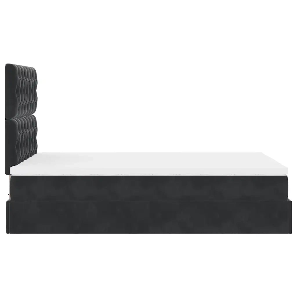 Struttura Letto Pouf con Materassi Nero 120x190 cm Velluto