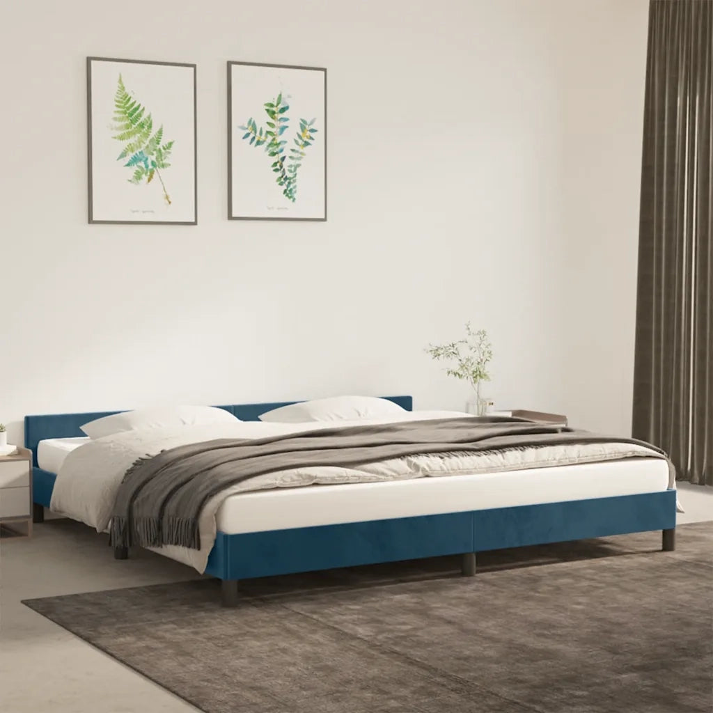 Giroletto senza Materasso Blu Scuro 200x200 cm in Velluto