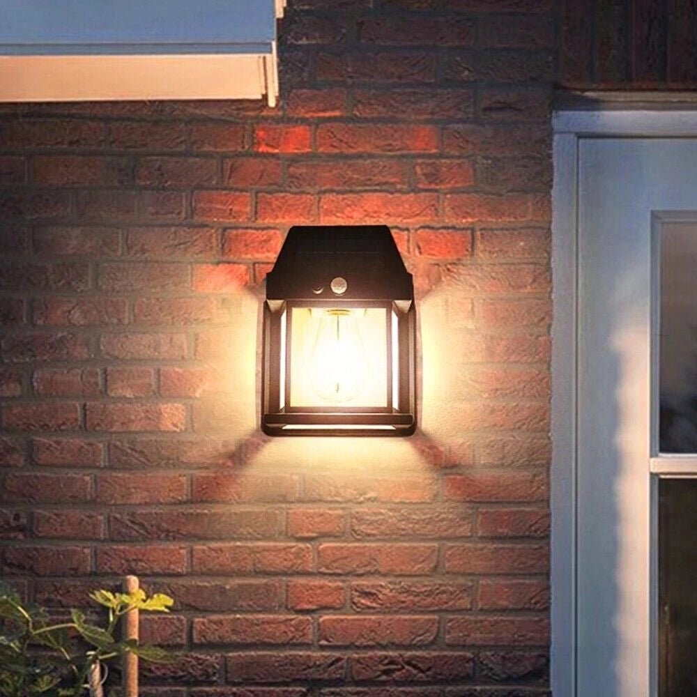 APPLIQUE LAMPADA DA PARETE A RICARICA SOLARE CREPUSCOLARE E SENSORE DI MOVIMENTO LAMPADINA CON LUCE A FILAMENTO