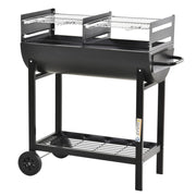 BARBECUE IN ACCIAIO CON 2 GRIGLIE INDIPENDENTI 90CM X 45CM X 96CM COLORE NERO