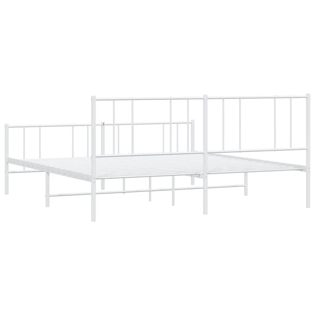 Giroletto con Testiera e Pediera Metallo Bianco 180x200 cm 352551