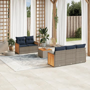 Set Divani da Giardino 6 pz con Cuscini Grigio in Polyrattan 3227468