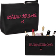 Set di due borse da trucco per ragazze, borse da bagno per ragazze, borse da trucco nere, borse da trucco piccole per borse a mano, regali per adolescenti femmine