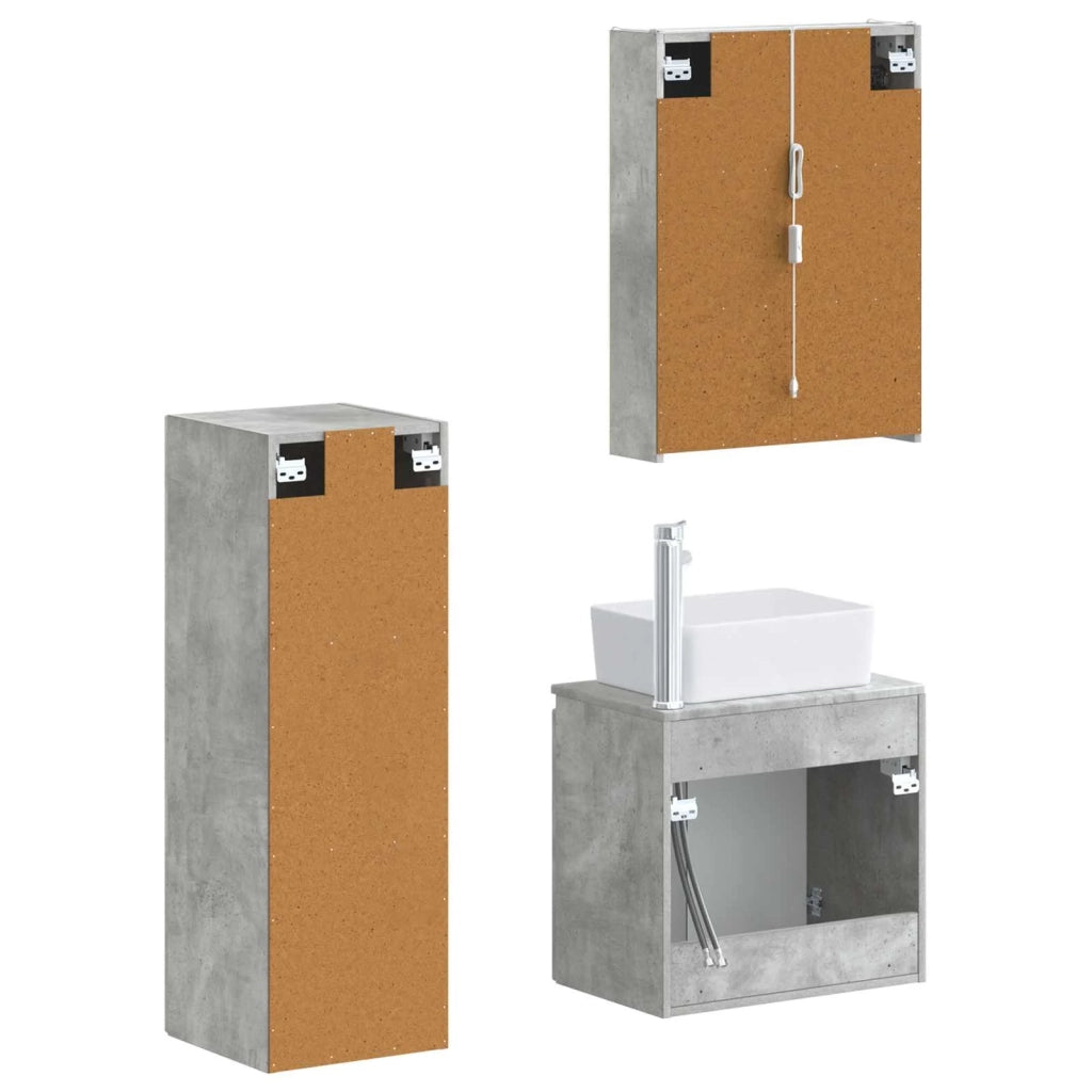 Set di mobili per il bagno 4 pcs Grigio Cemento 3407450