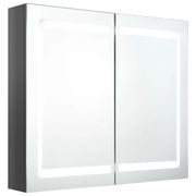 Armadietto Bagno | Armadio da bagno con Specchio e LED Grigio Lucido 80x12x68 cm