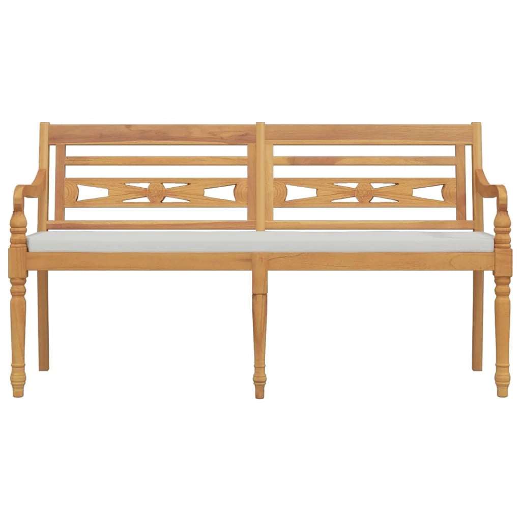 Panca da giardino mobili da esterno per patio terrazza con cuscino 150 x 51,5 x 84 cm legno massello di teak 02_0011035