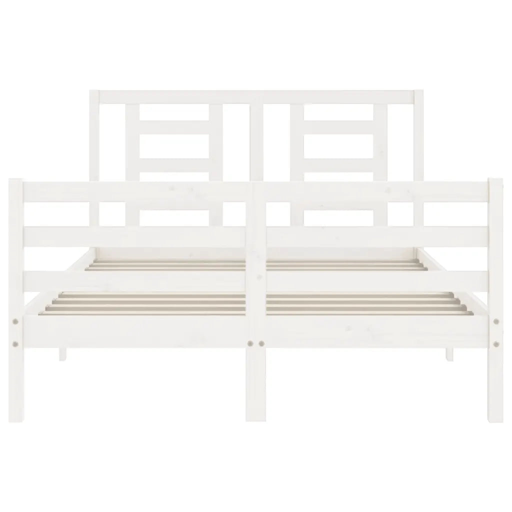 Giroletto con Testiera-Struttura Letto con testiera Bianco 140x190 cm in Legno Massello 484177