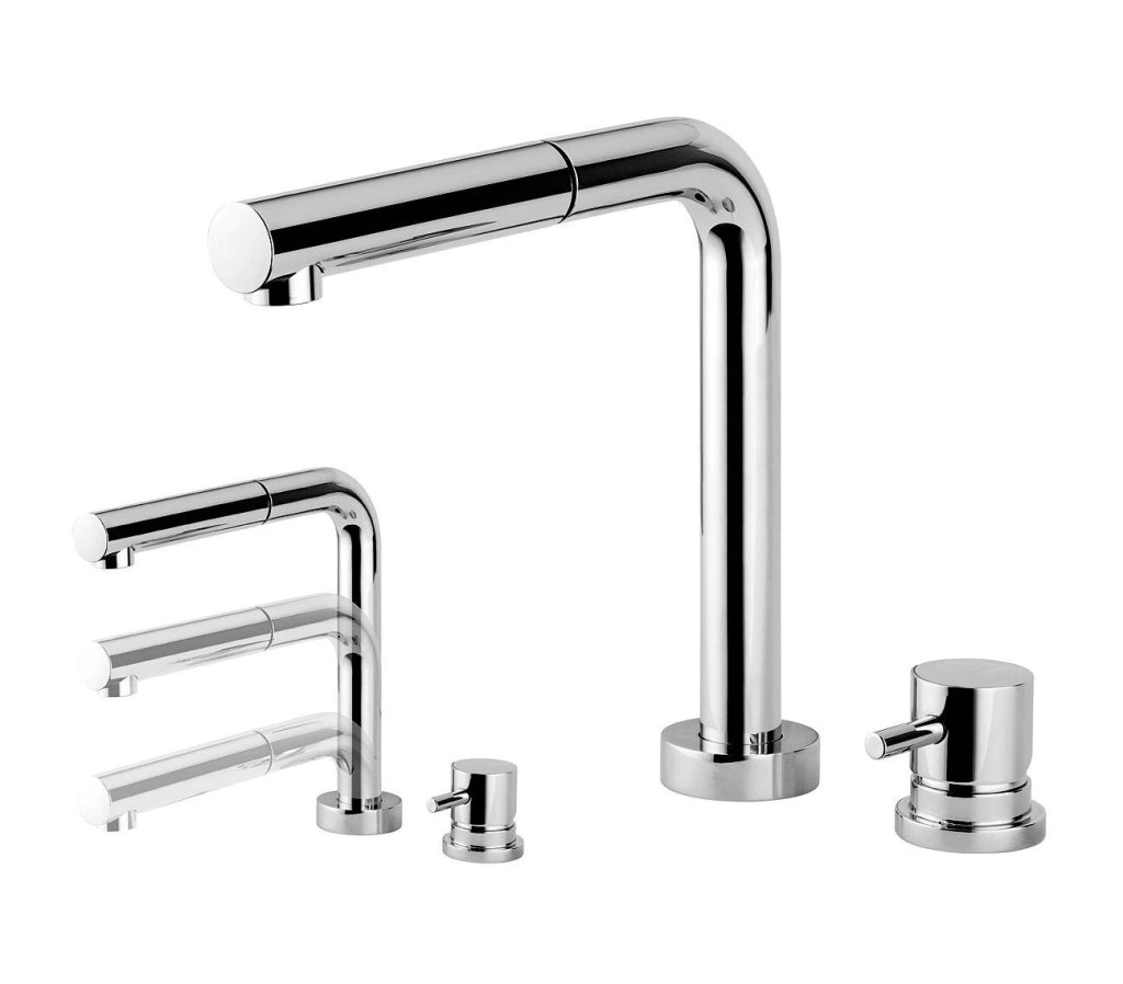 CM ELBA 9234 MISCNIK ACQUAMIX Miscelatore da cucina con comando remoto canna abbattibile e doccetta estraibile sottofinestra colore Nickel spazzolato
