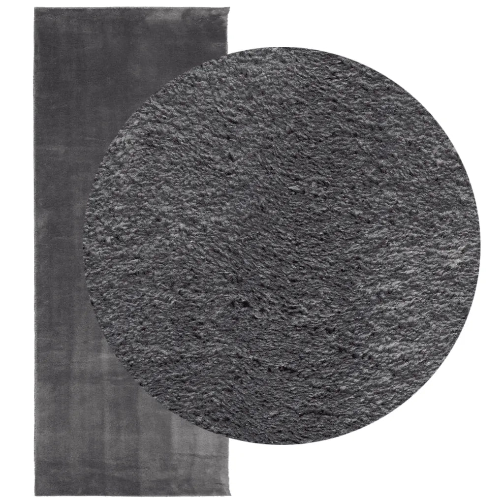 Tappeto a Pelo Corto HUARTE Morbido Lavabile Antracite 80x200cm 374996