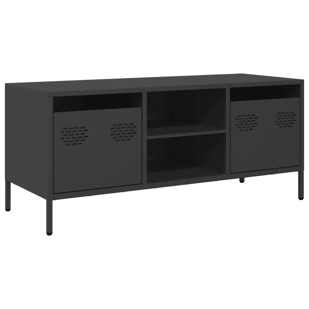 Mobile TV Nero 101,5x39x43,5 cm in Acciaio Laminato a Freddo 851298