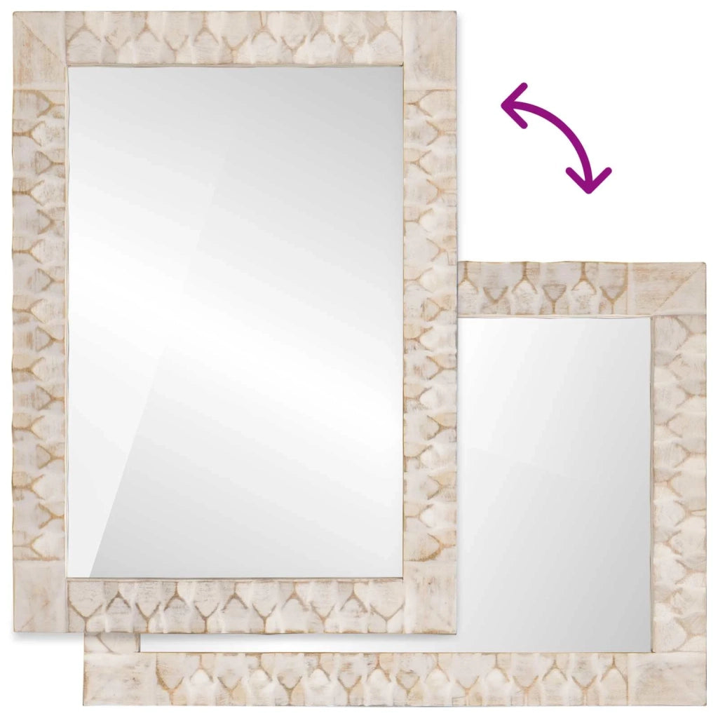 Specchio da bagno-Specchio decorativo Finitura Bianco Lavato 50 x 70 x 3 cm