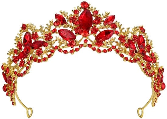 Accessorio per capelli a forma di corona realizzata con cristalli - 5,6 cm di altezza