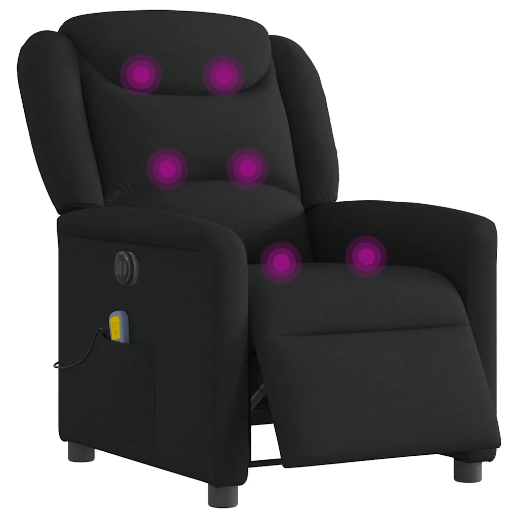 Poltrona Massaggiante | Sedia Relax Reclinabile Elettrica Nera in Tessuto
