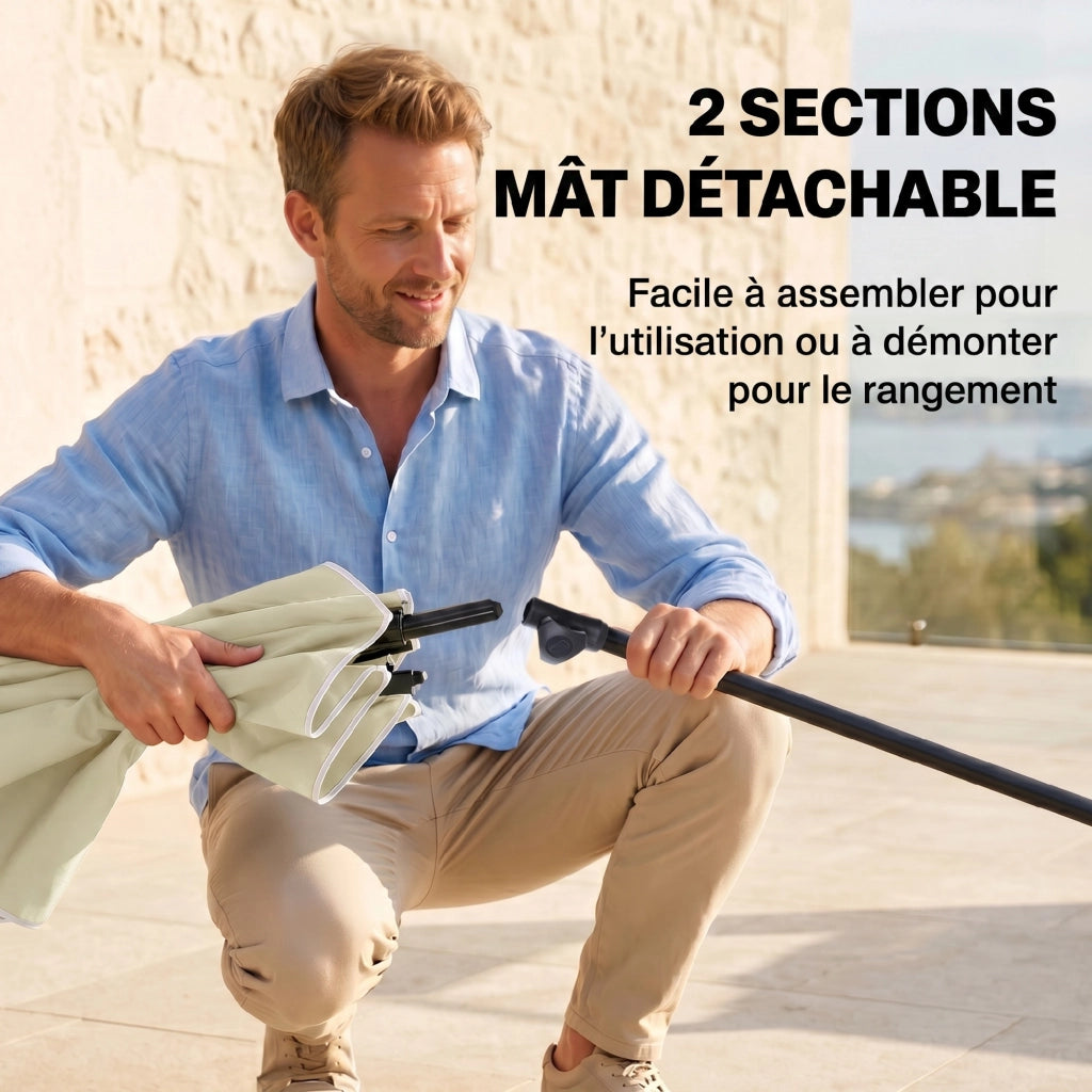 Ombrellone da giardino rettangolare orientabile ¨C zephmum ¨C 200x130 cm beige chiaro