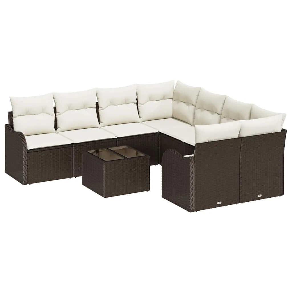Set Divano da Giardino con cuscino 9 pcs Marrone polyrattan 3345638