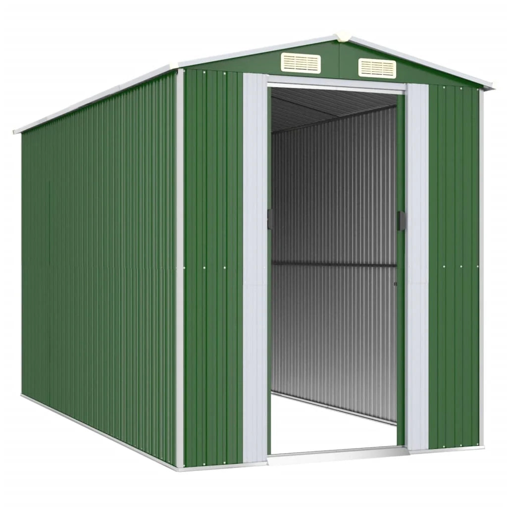 Casetta da giardino cabina ripostiglio casetta da esterno robusta casetta per attrezzi 192 x 357 x 223 cm acciaio zincato verde 02_0022363