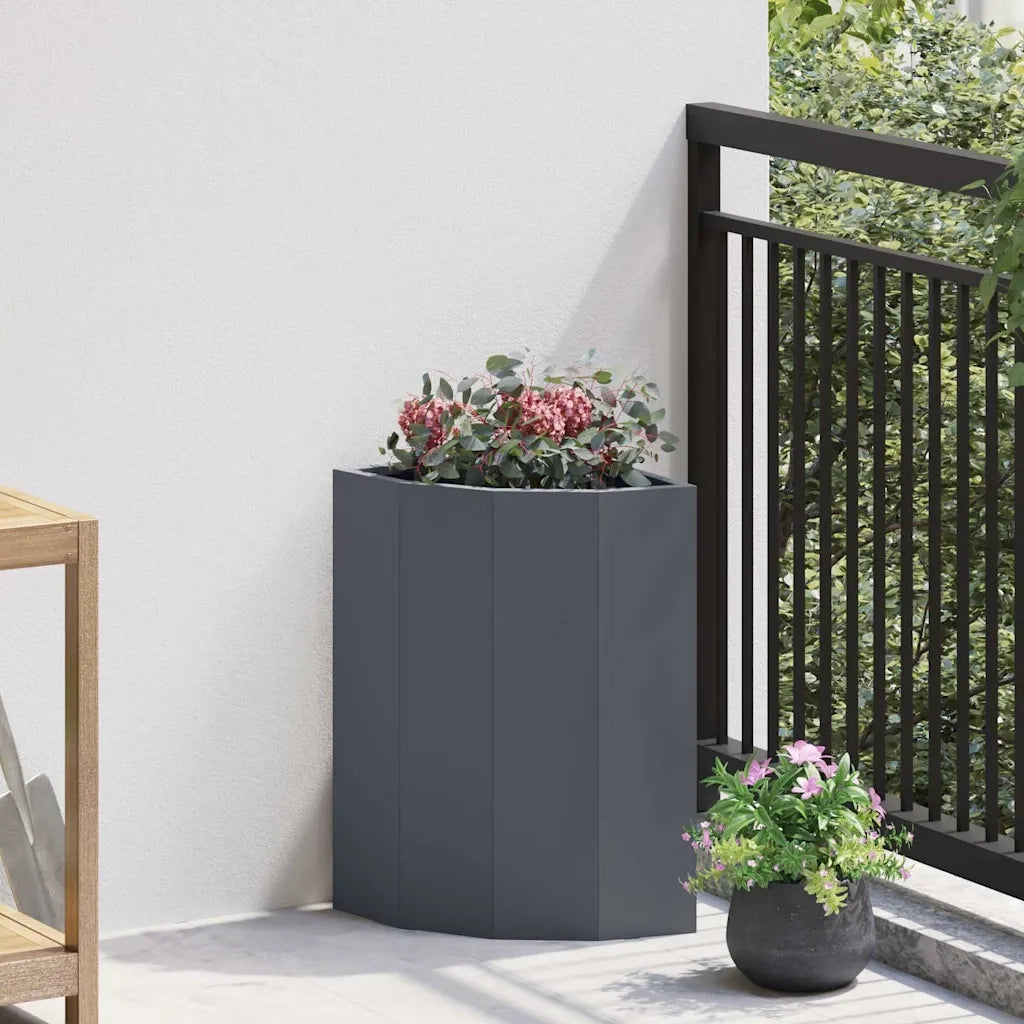 Vaso d'angolo Antracite 30 x 30 x 50 cm Acciaio 883677