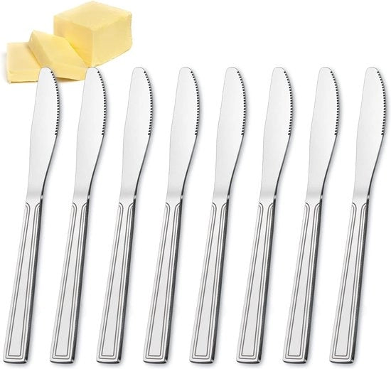 Set di Coltellini per Burro da 16 pezzi, Set di Coltelli in Acciaio Inossidabile, Coltello da Tavola con Lame Serrate, Utensili da Cucina, Coltello per Burro, Coltello per Colazione per Feste, Ristoranti, Cantine, Sicuro per Lavastoviglie
