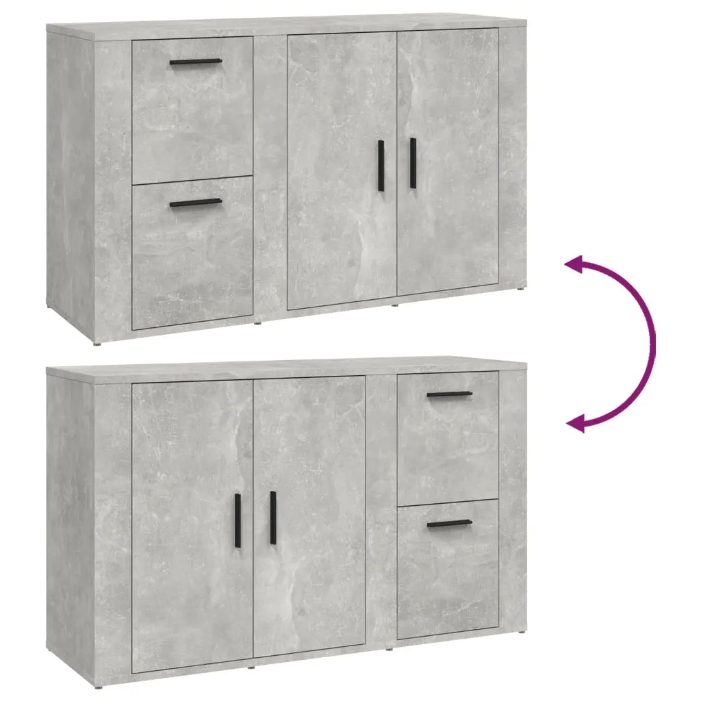 Credenza Grigio Cemento 100x33x59,5 cm in Legno Multistrato cod mxl 23557