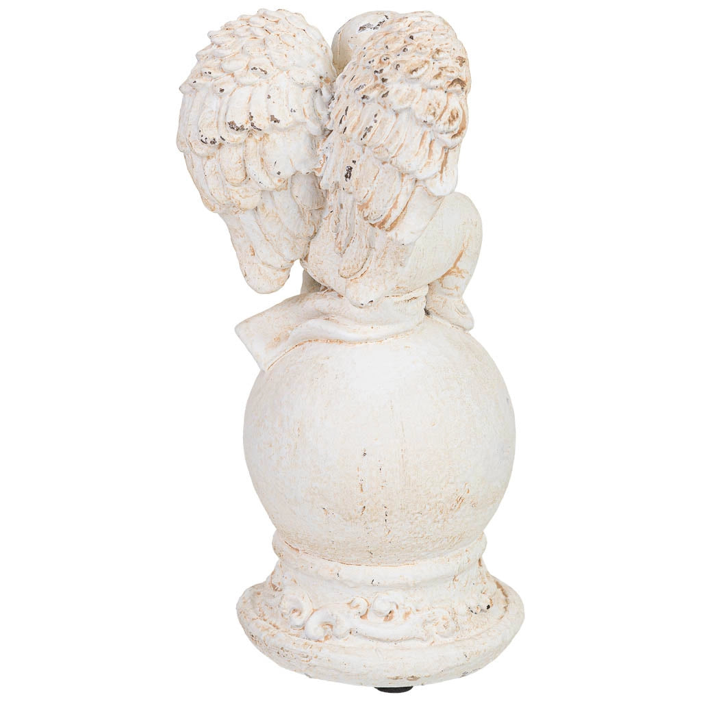 Figura decorativa a forma di angelo in magnesio bianco, 12x12x25h cm