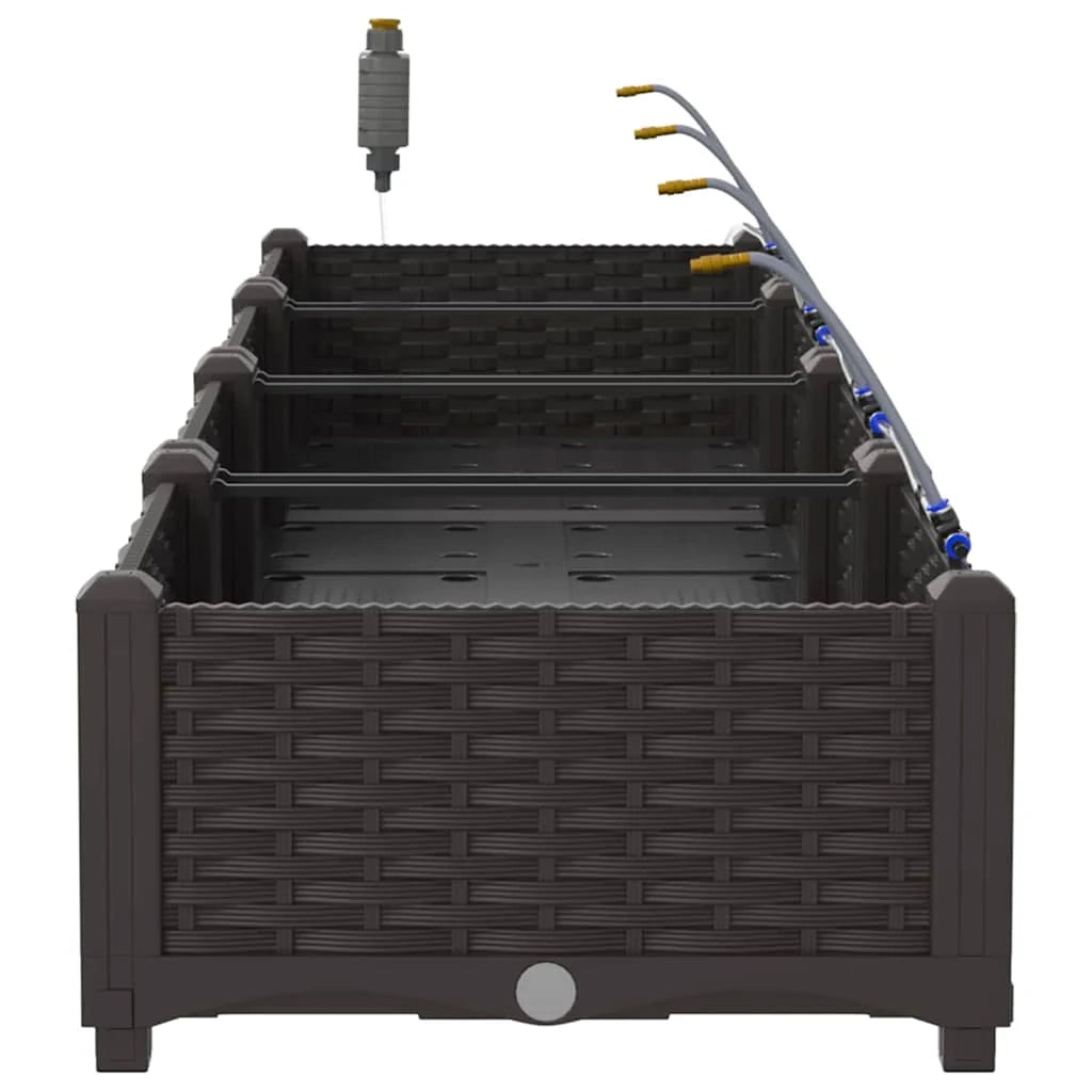Set di 4 fioriere moderne con sistema di irrigazione da giardino 160 x 40 x 22 cm acciaio marrone 02_0058519