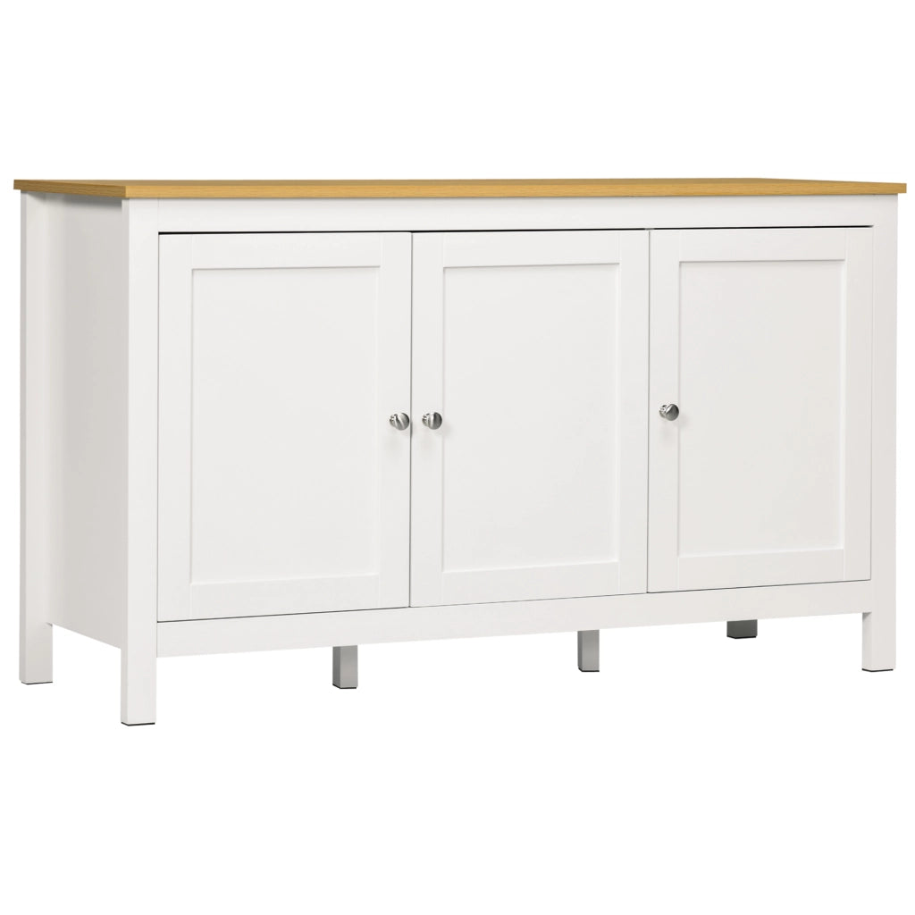 Cassettiera con 2 Ante e 2 Ripiani Regolabili ¨C Zephmum ¨C Bianco Legno 120x40x70 cm