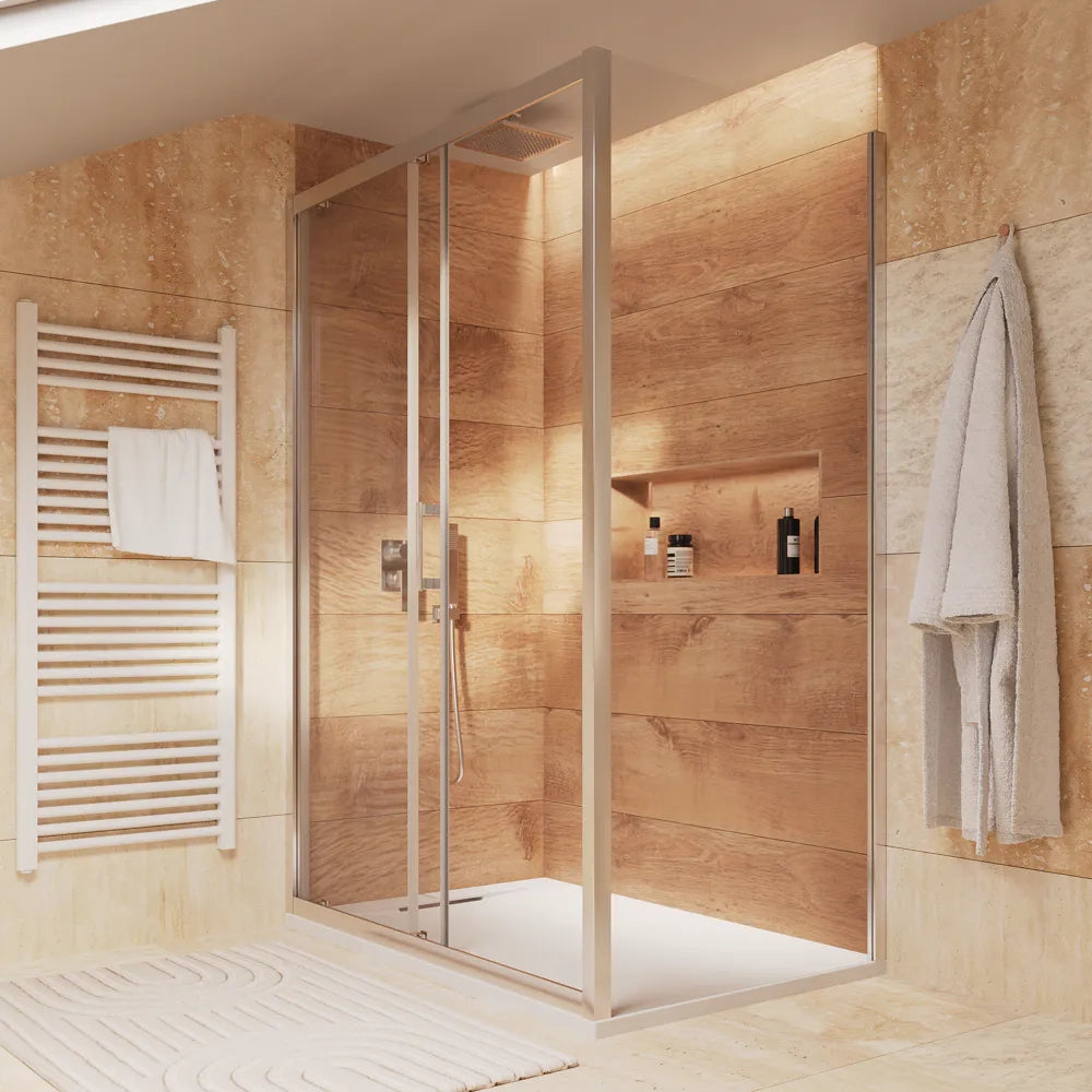 Box doccia cromato 105x90cm vetro 6mm trasparente apertura scorrevole h180cm | Sicily