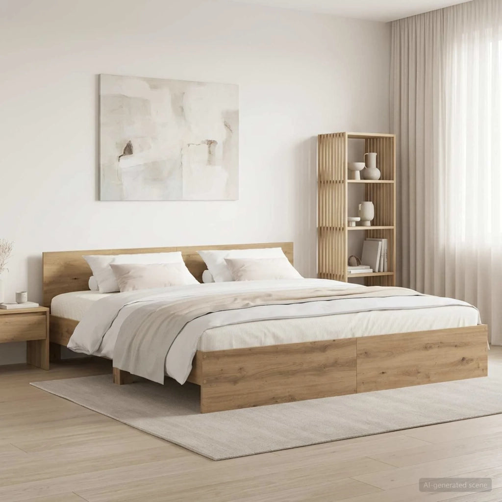 Struttura letto con testata Rovere Artigianale 200 x 200 cm 3445769