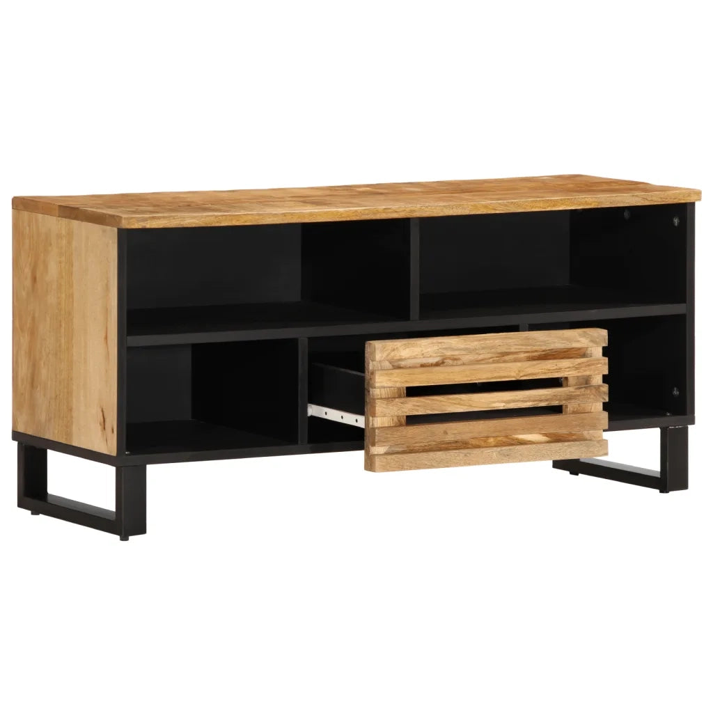 Mobile Porta TV 100x34x46 cm in Massello di Mango Grezzo