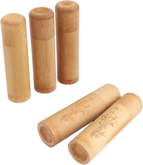 Set di Teabaglieri in Bambù a 5 pezzi, Stoffa Impermeabile, 12cm di Lunghezza per Notizie a Casa (2 pezzi Bambù Tipo 3 pezzi Tipo) Teabaglieri per Casa - Set di Teabaglieri con Coperchio.