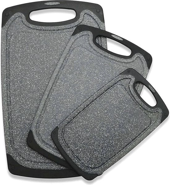 Set di taglieri antiscivolo a 3 pezzi con solco per succo profondo - Ideale per verdure, frutta, carne e pane