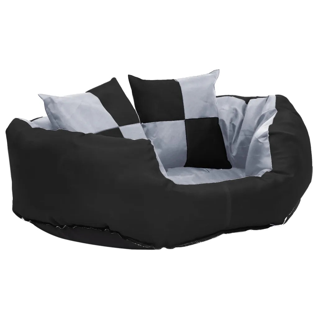 Cuscino per Cani Reversibile e Lavabile Grigio Nero 65x50x20 cm 171207