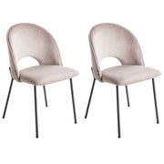 Set di 2 sedie da pranzo rivestimento in velluto tortora gambe nere glamour retrò
