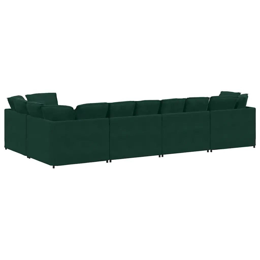Divano Modulare con Cuscini in Velluto Verde Scuro 3321339